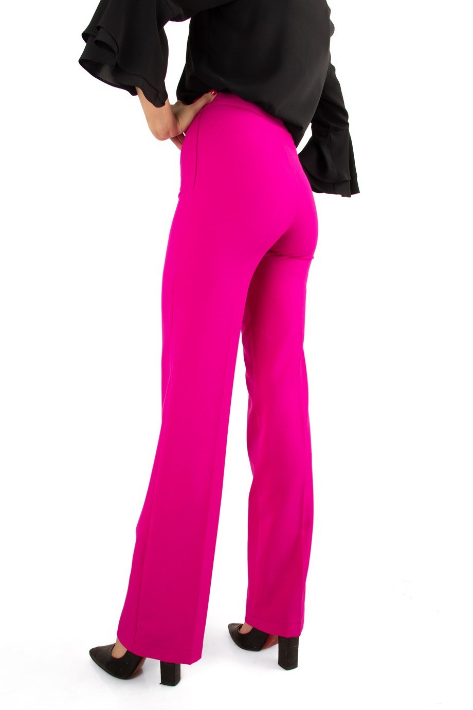 High Rise Flared Trouser - Fuchsia