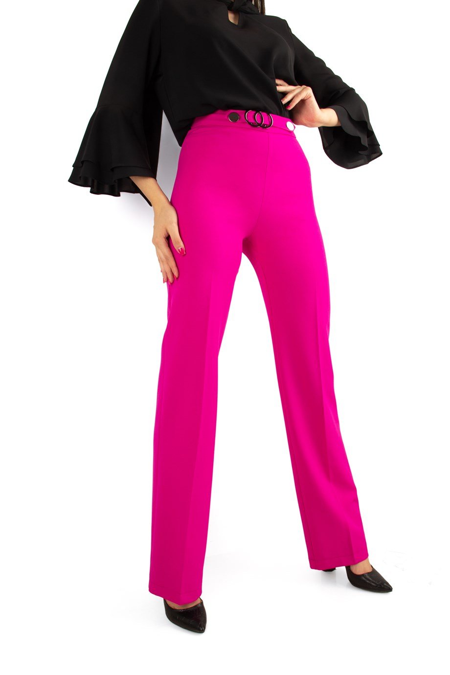 High Rise Flared Trouser - Fuchsia