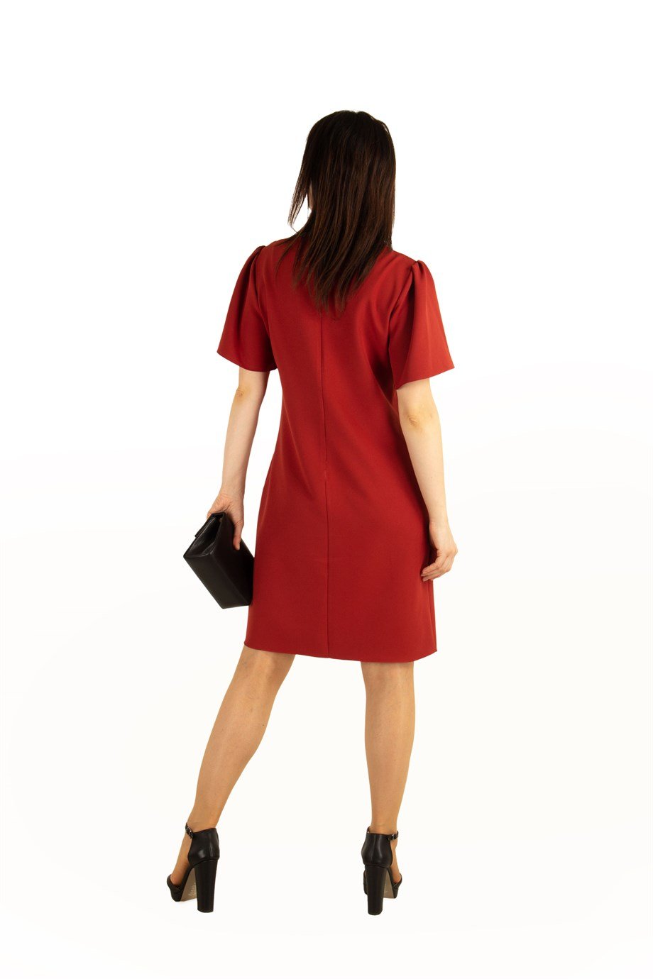Keyhole Neck Plain Dress - Sienna Brown