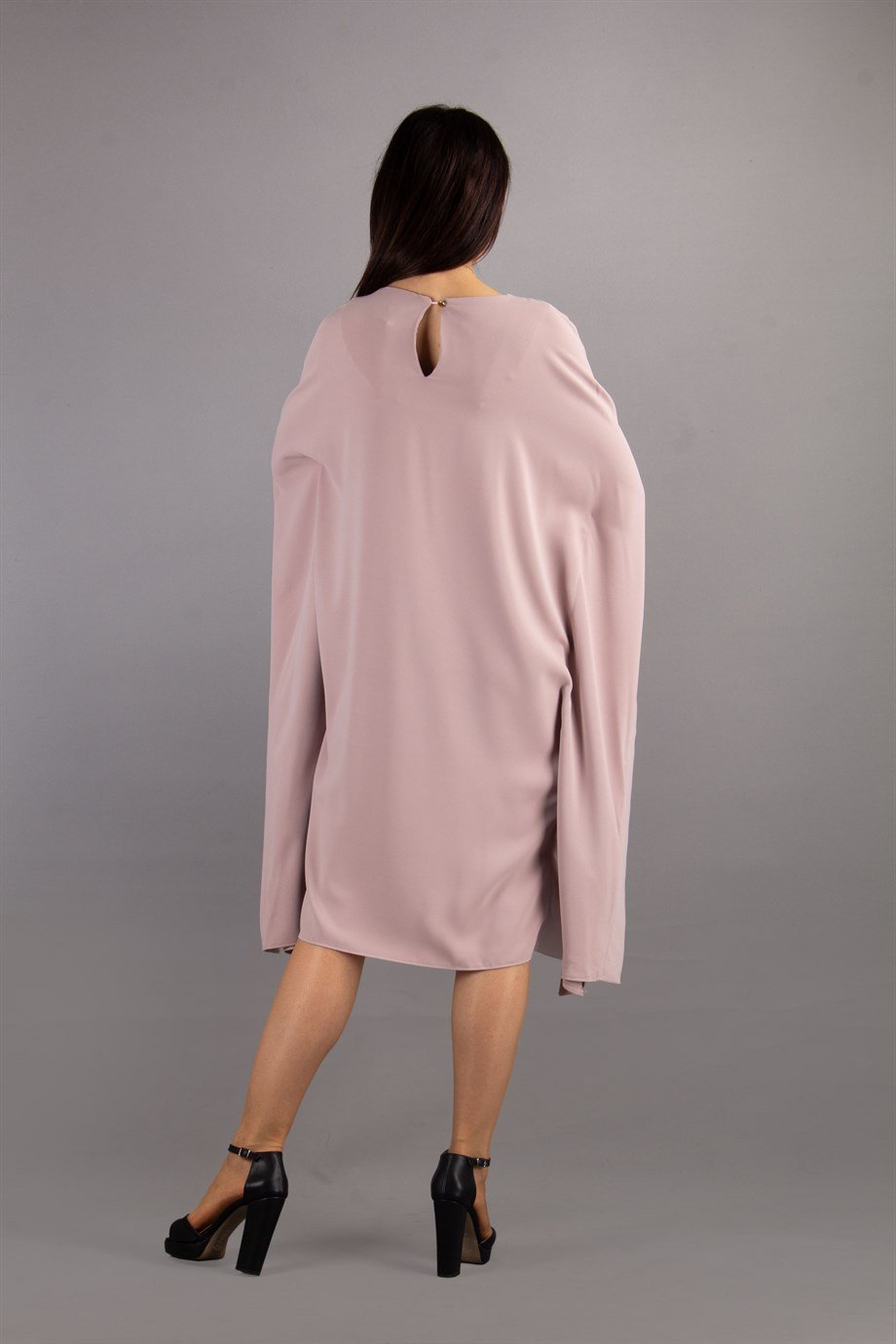 Kimono Sleeve Stylish Midi Dress - Powder