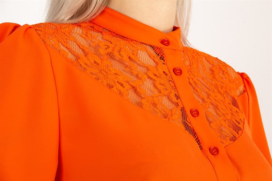 Lace Chest Shirt - Orange