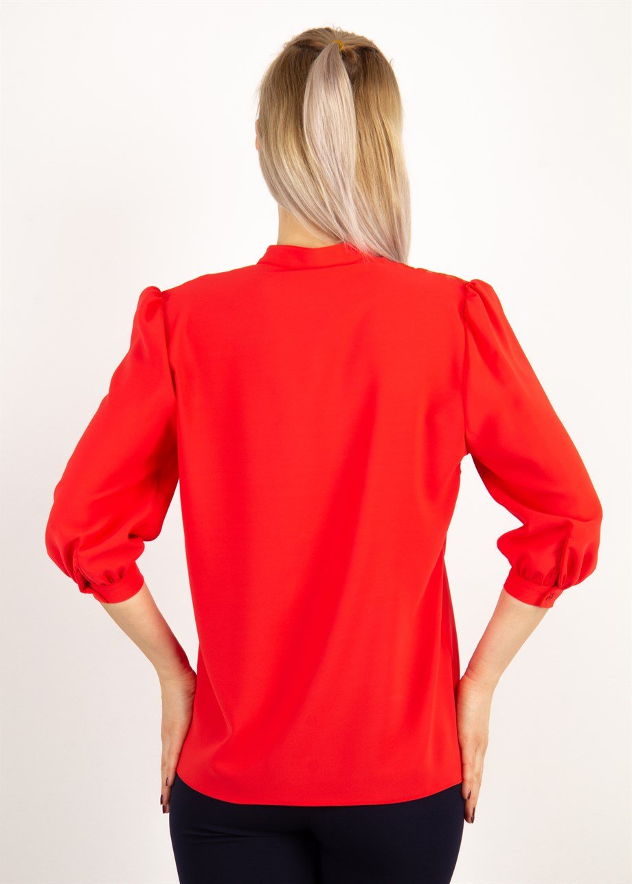 Lace Chest Shirt - Red