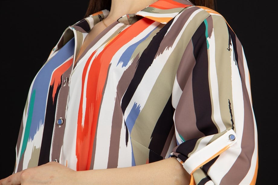 Multi Colour Printed Women Shirt - Orange