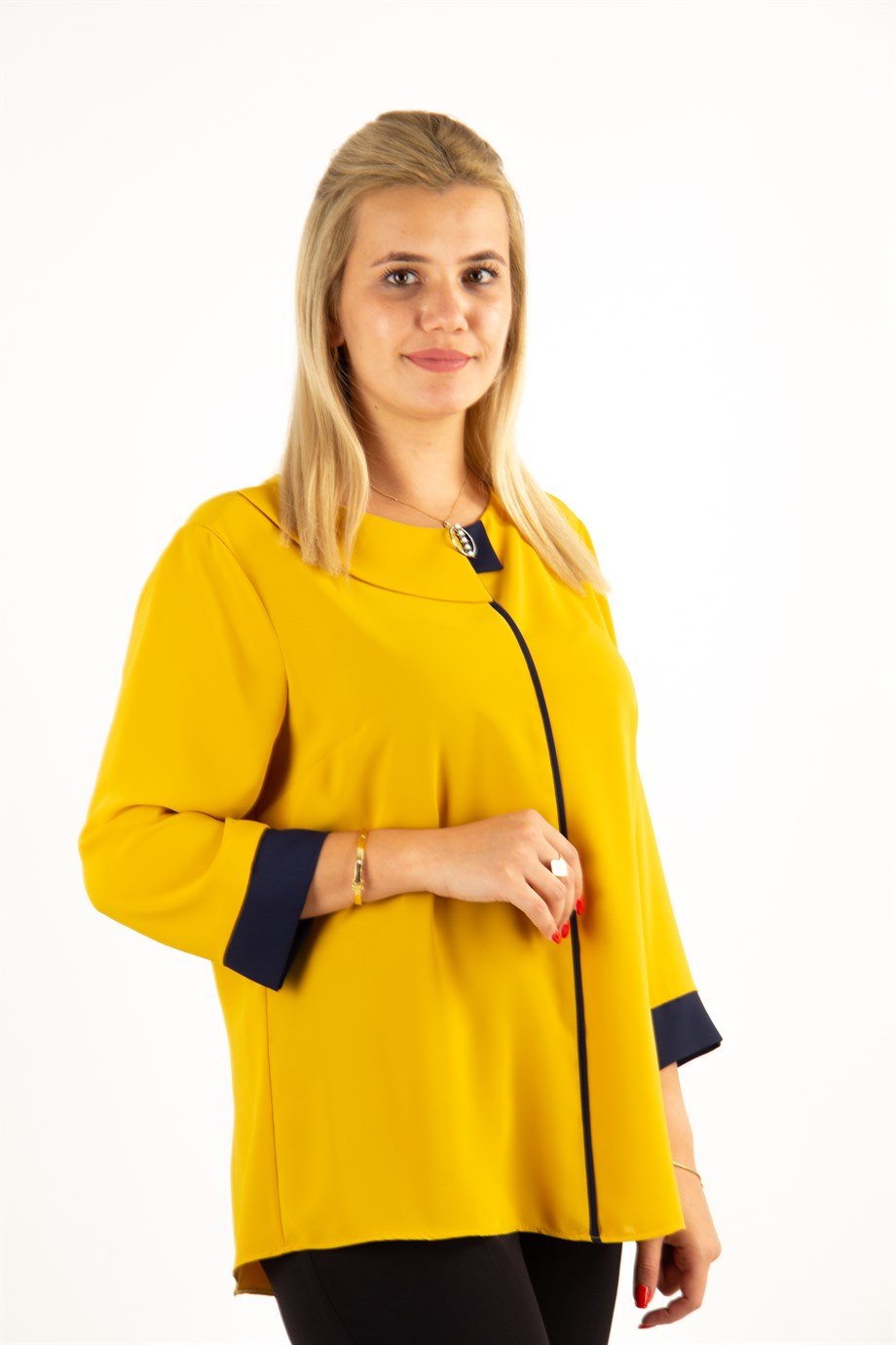 Neck Detail Top - Mustard