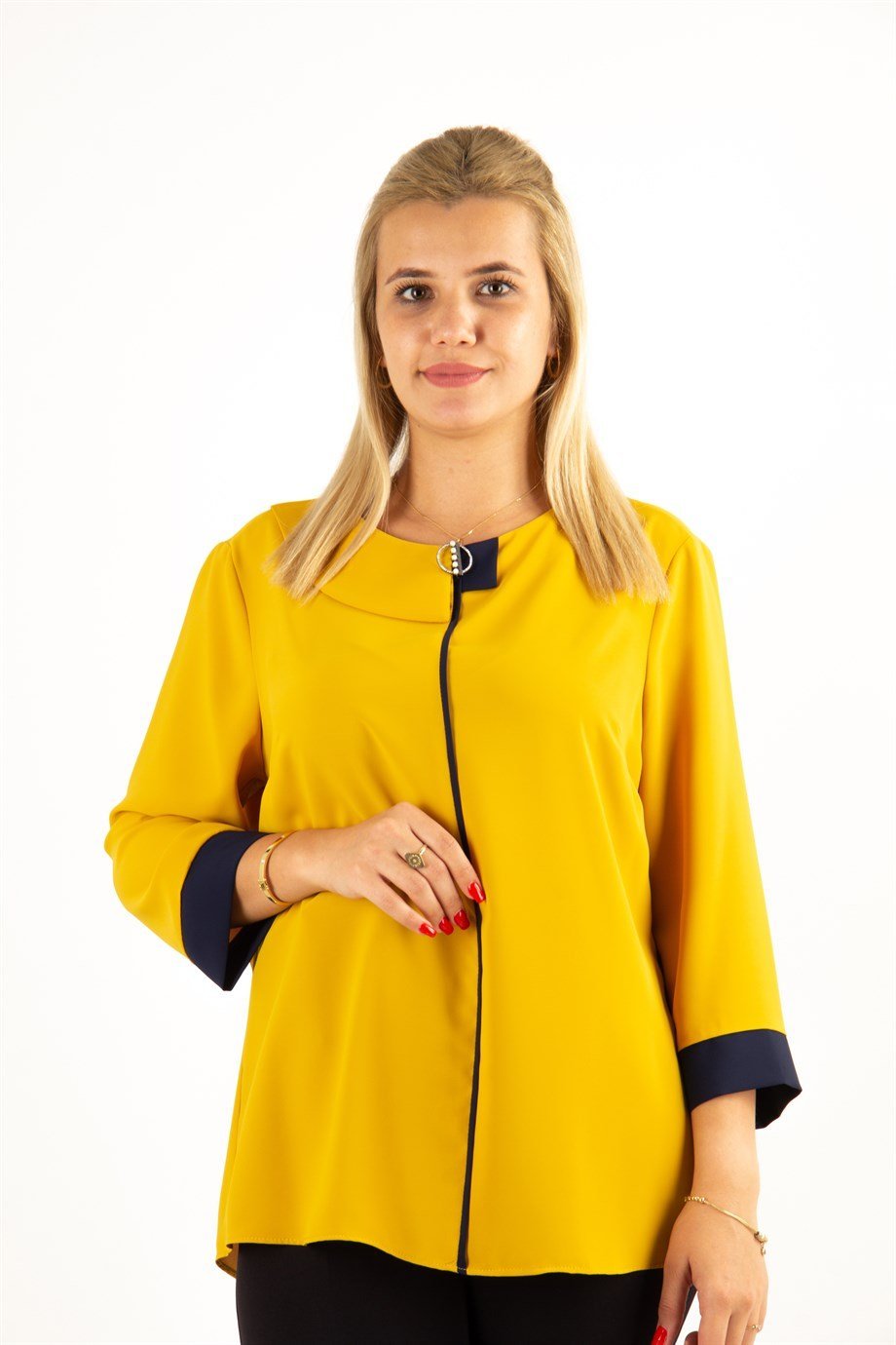 Neck Detail Top - Mustard