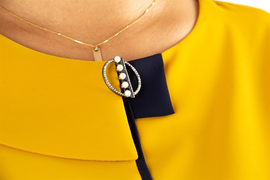 Neck Detail Top - Mustard
