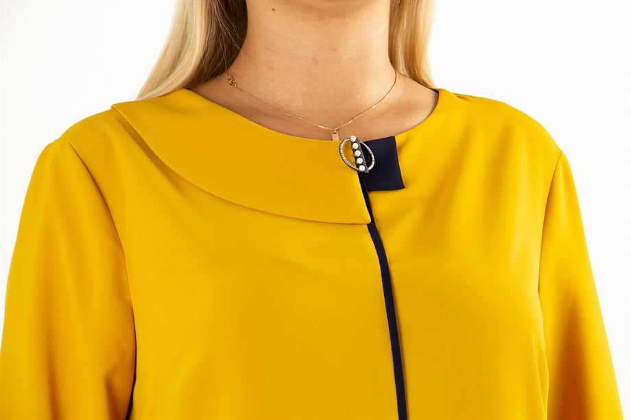 Neck Detail Top - Mustard