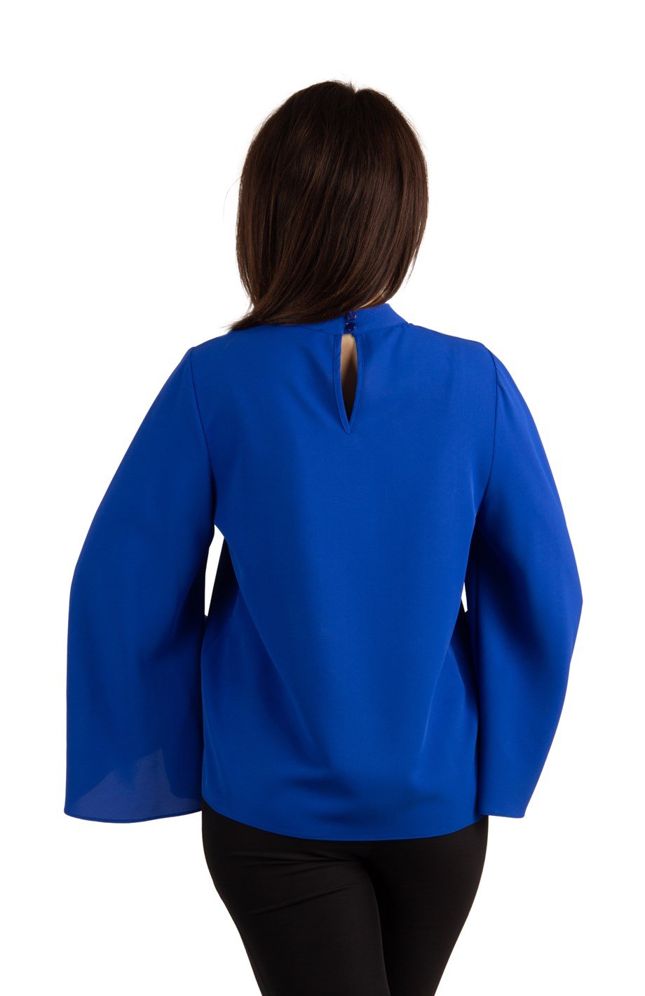 O Neck Long Wide Sleeve Big Size Top - Saxe