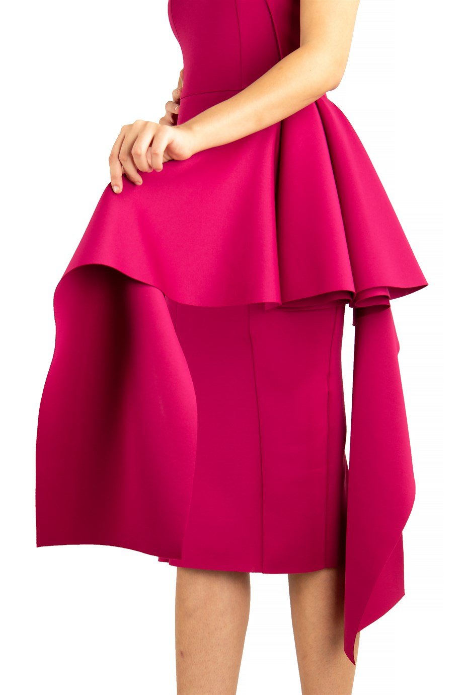 Off The Shoulder Draped Scuba Dress - Maroon