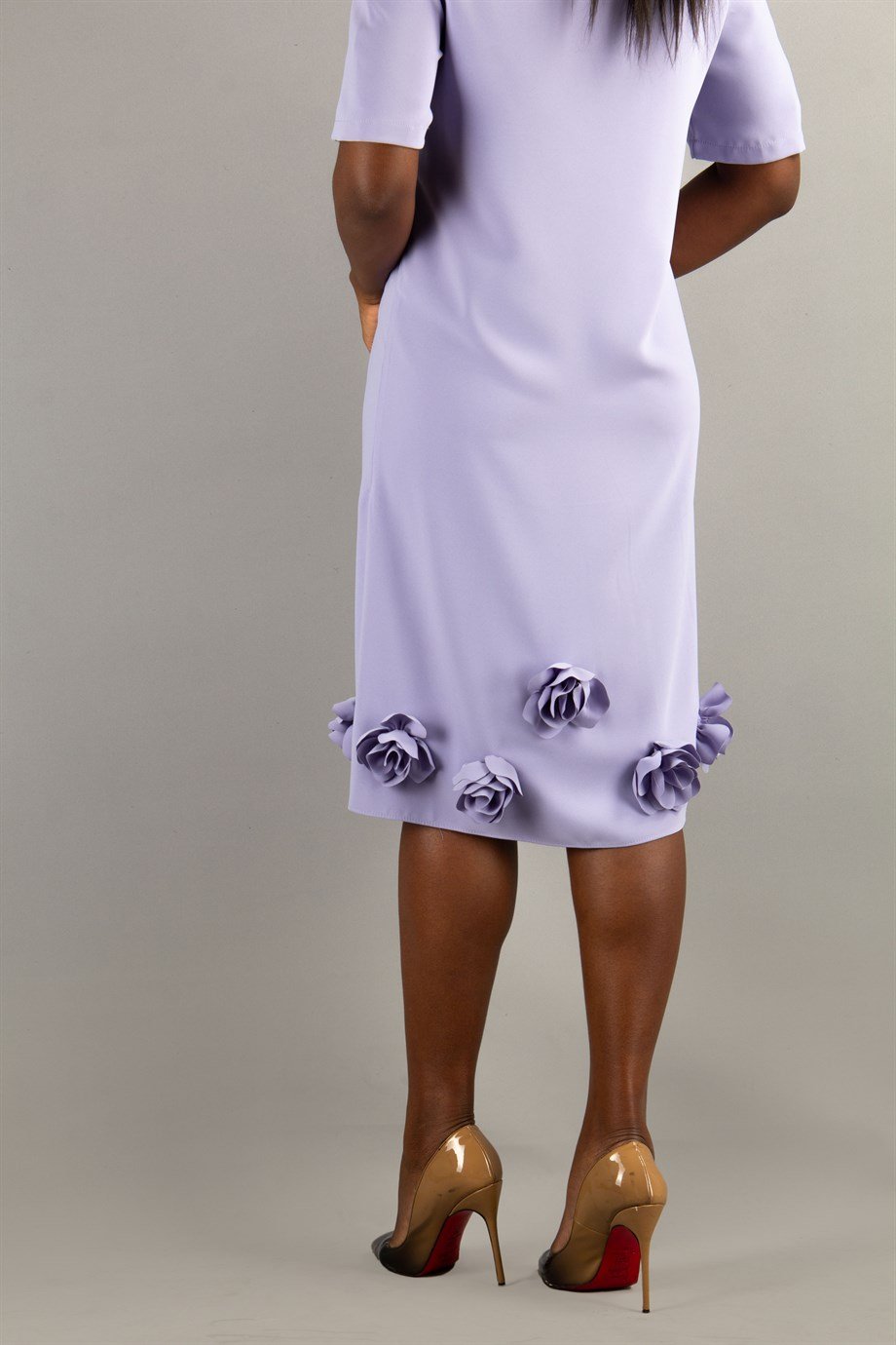 Off The Shoulder Rose Hem Dress - Levander