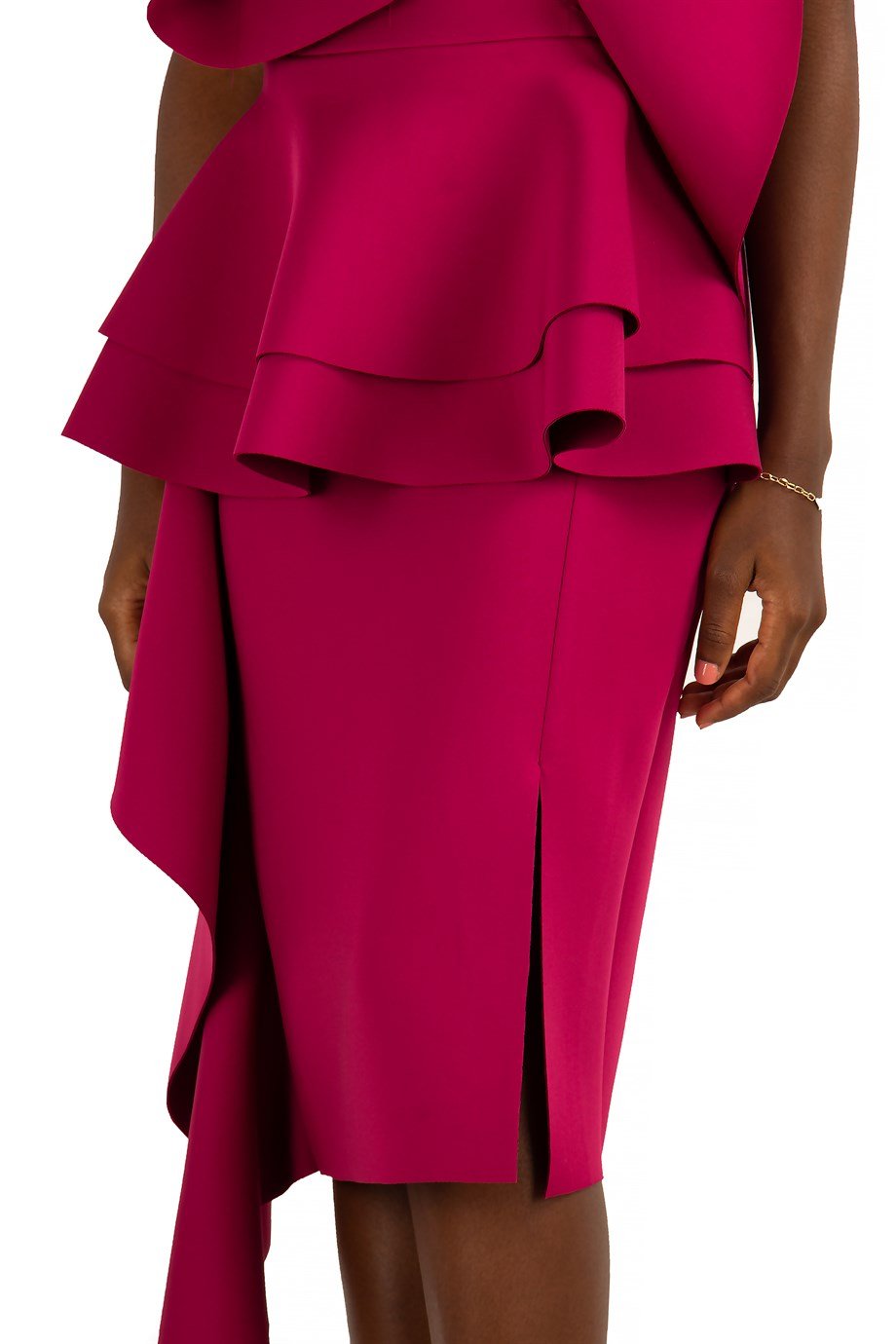 Off The Shoulder Ruffle Peplum Scuba Dress With Big Flower Detail - Maroon