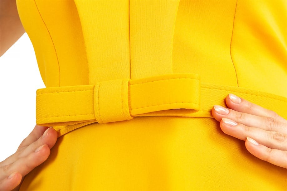 Off The Shoulder Skater Scuba Dress - Mustard