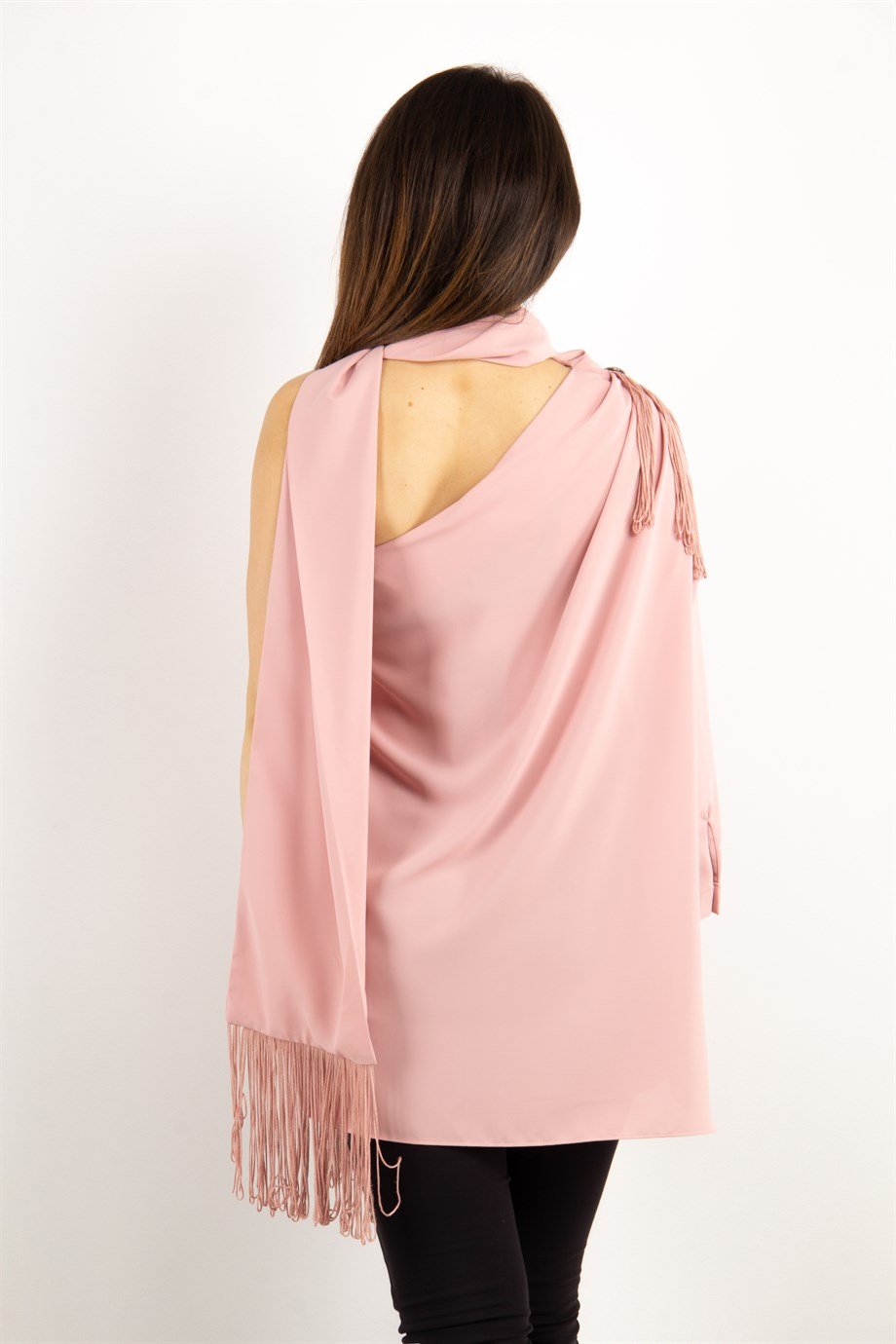 One Shoulder Tie Blouse - Powder