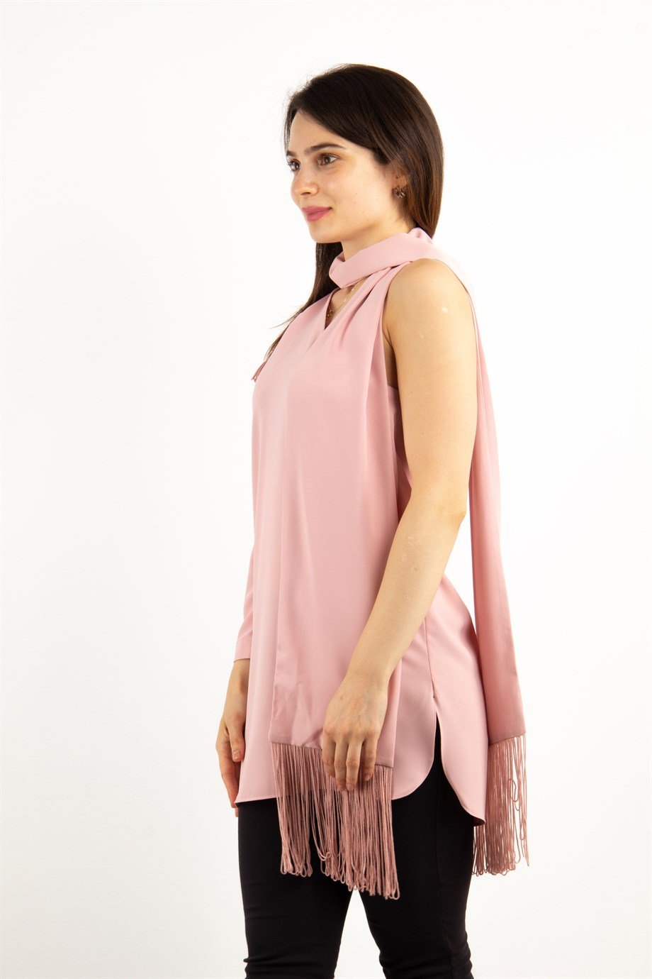 One Shoulder Tie Blouse - Powder
