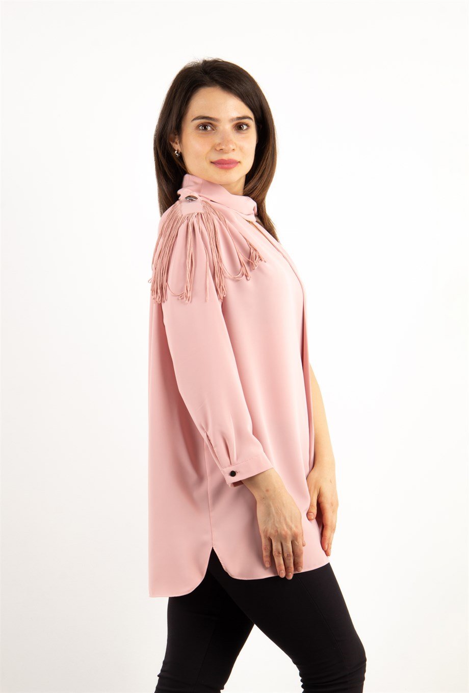 One Shoulder Tie Blouse - Powder