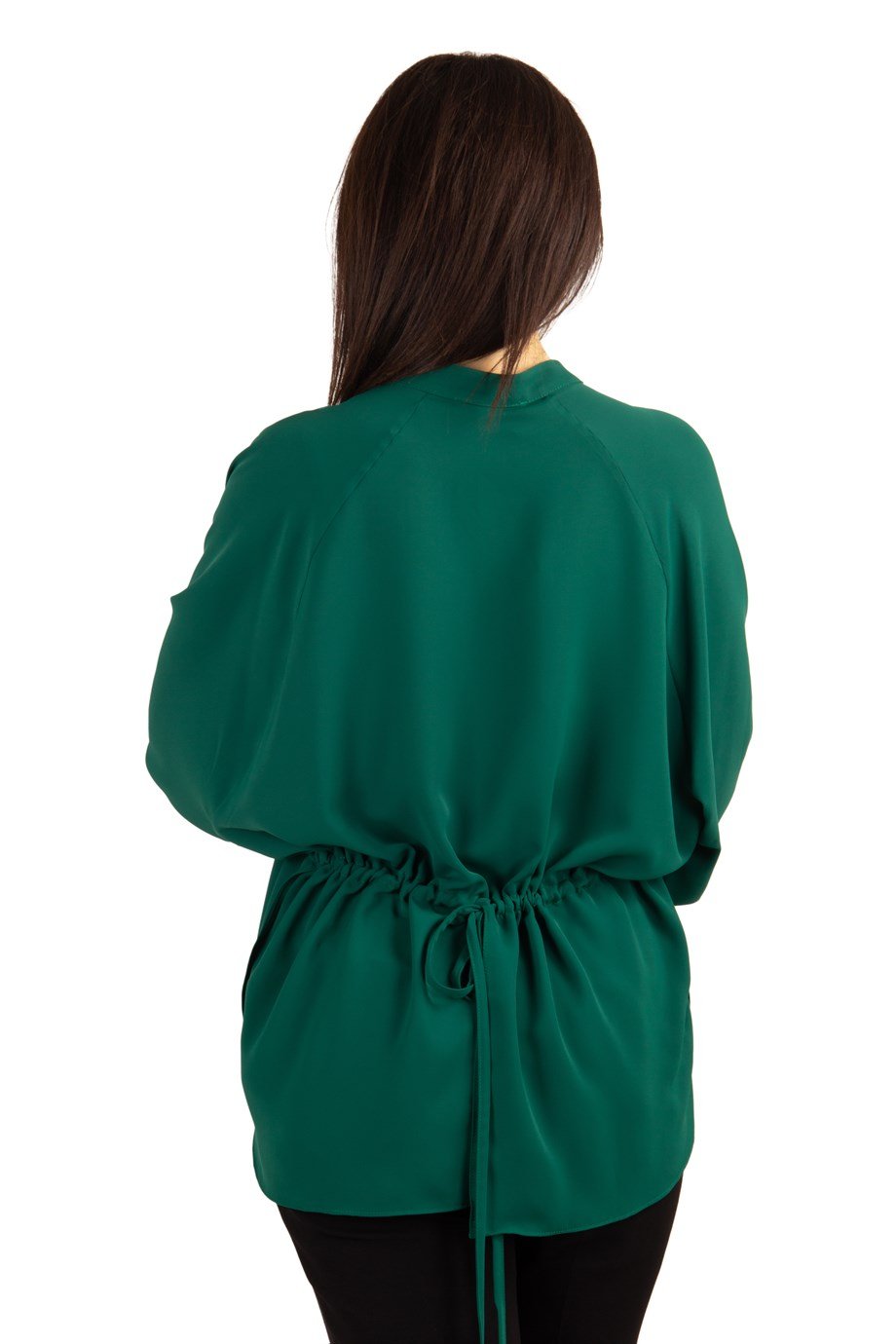 Oversize Tie Back Blouse - Emerald Green