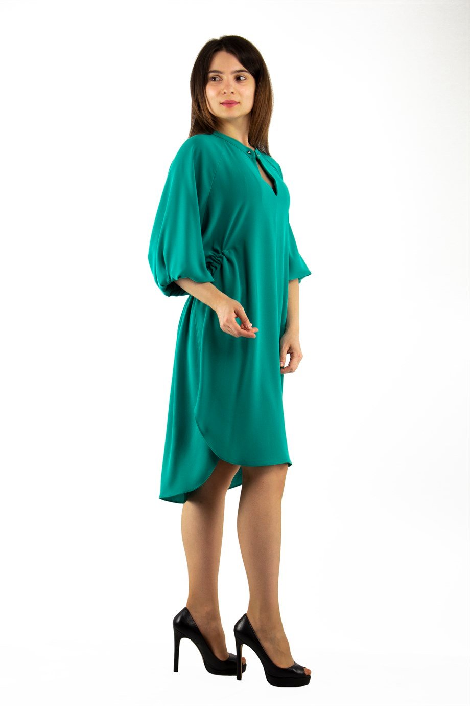 Oversize Tie Back Midi Dress - Benetton Green