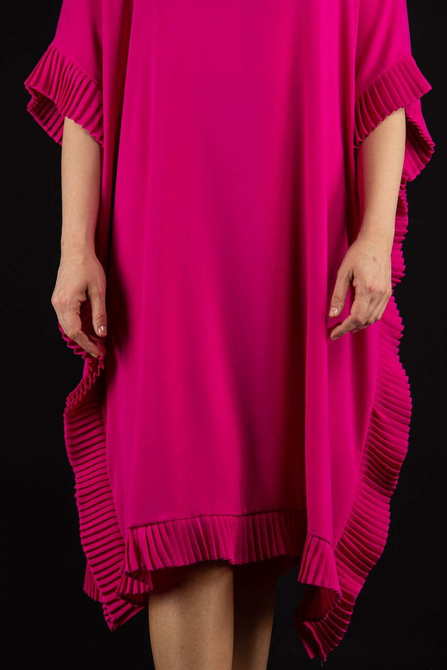 Oversized Frill Ruffle Dress - Fuchsia
