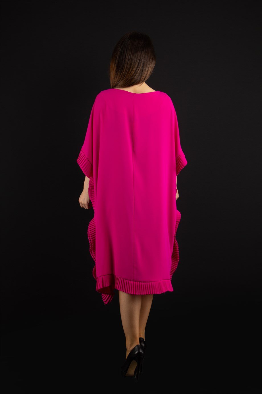 Oversized Frill Ruffle Dress - Fuchsia