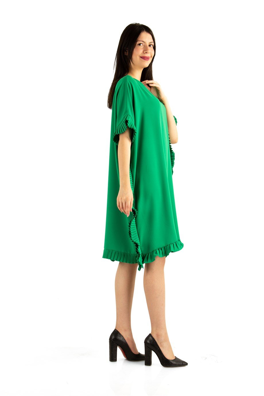 Oversized Frill Ruffle Dress - Grass Green