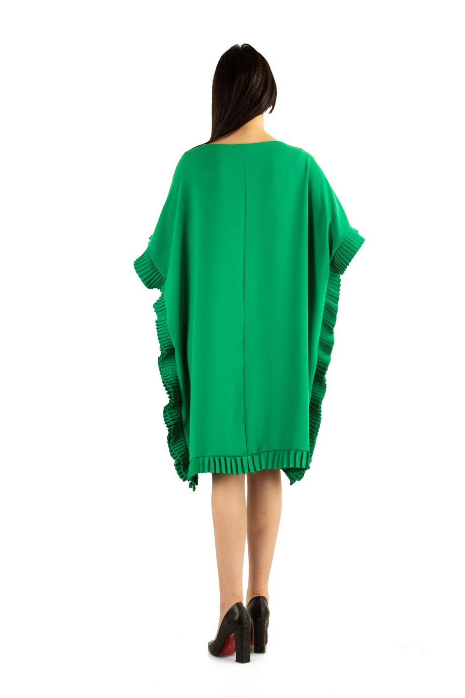 Oversized Frill Ruffle Dress - Grass Green