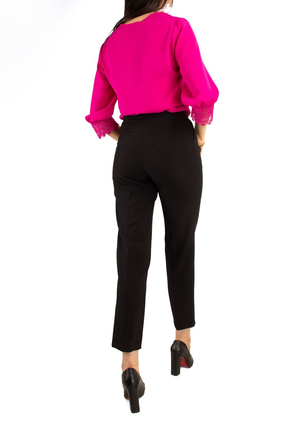 Pencil Pant With Chain Belt Big Size - Black