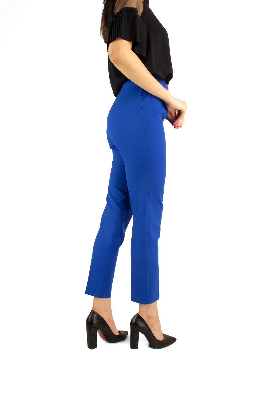 Pencil Pant With Chain Belt Big Size - Saxe