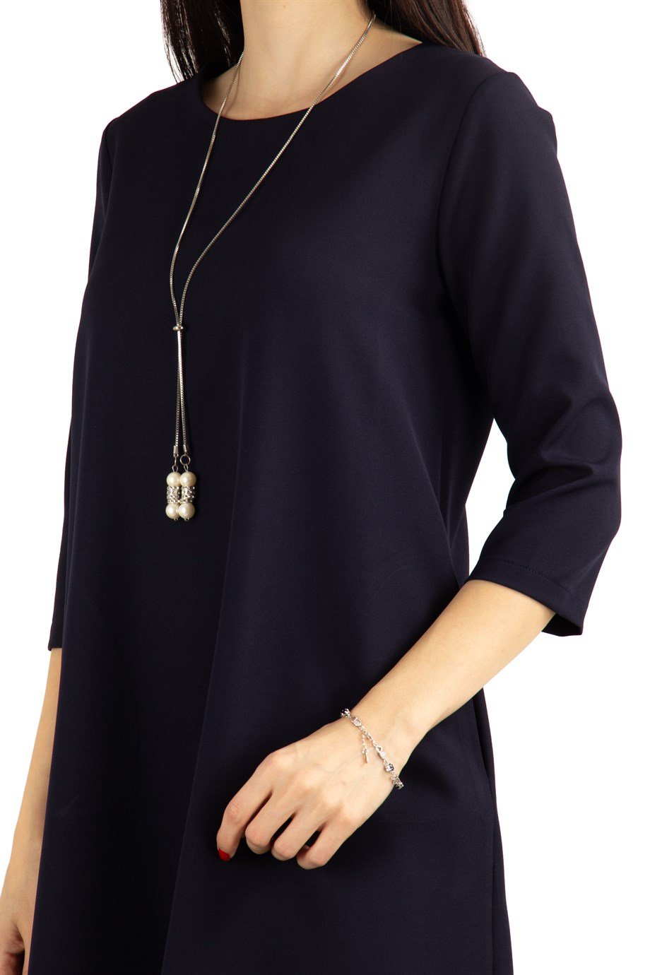 Plain Mini Big Size Dress - Navy Blue