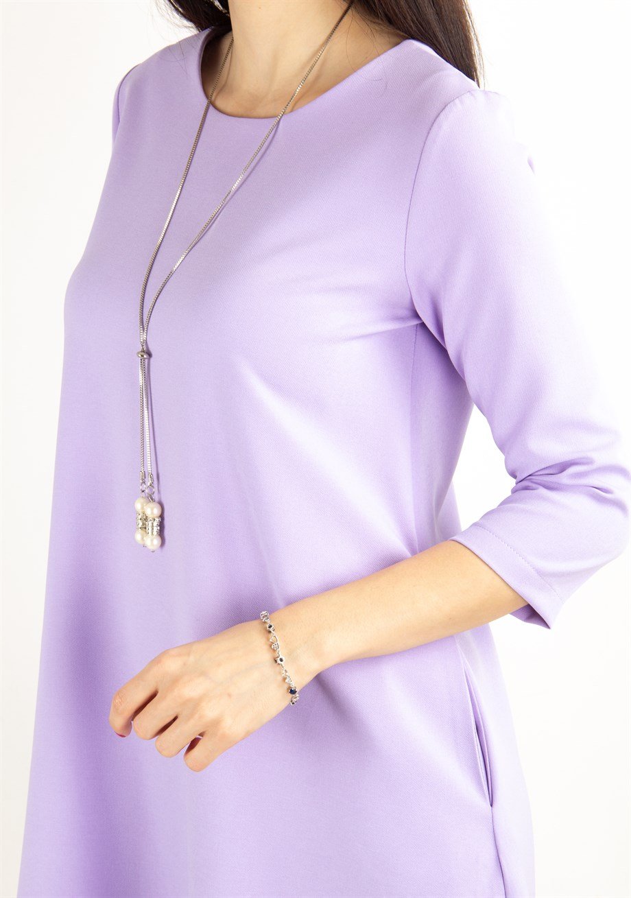 Plain Mini Dress - Lilac