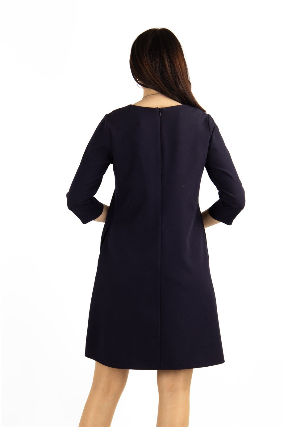 Plain Mini Dress - Navy Blue