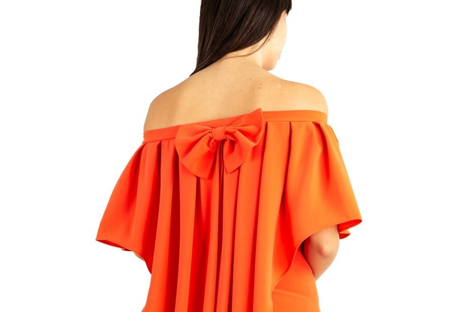 Pleated Cloak Bow Tie Back Big Size Dress