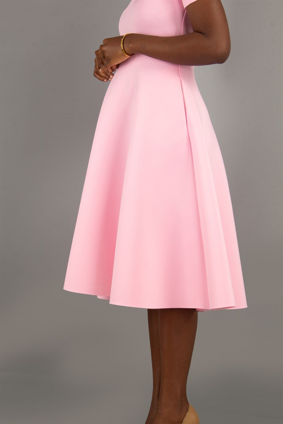 Puff Sleeve V Neck Scuba Dress