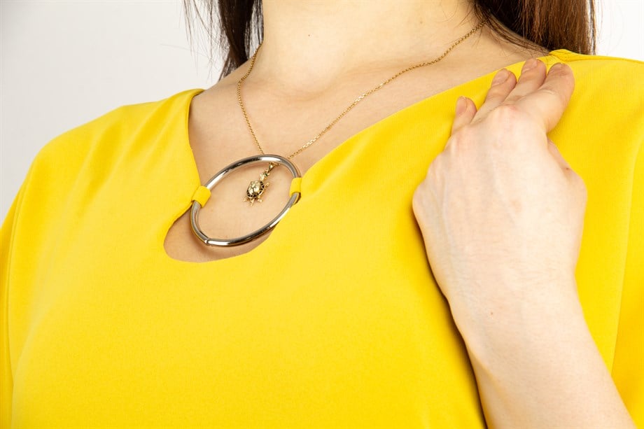 Ring Detail Dress - Yellow