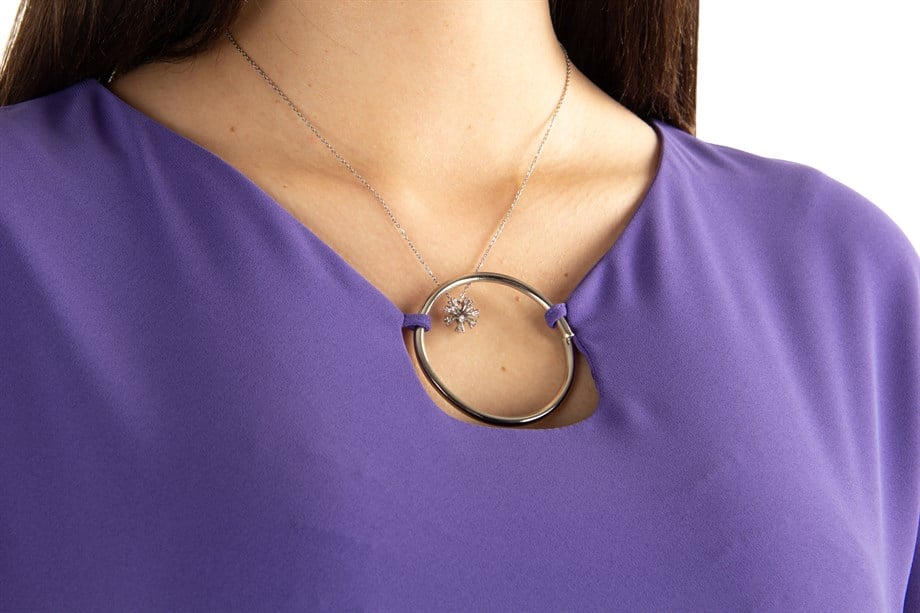 Ring Detail Long Big Size Dress - Violet