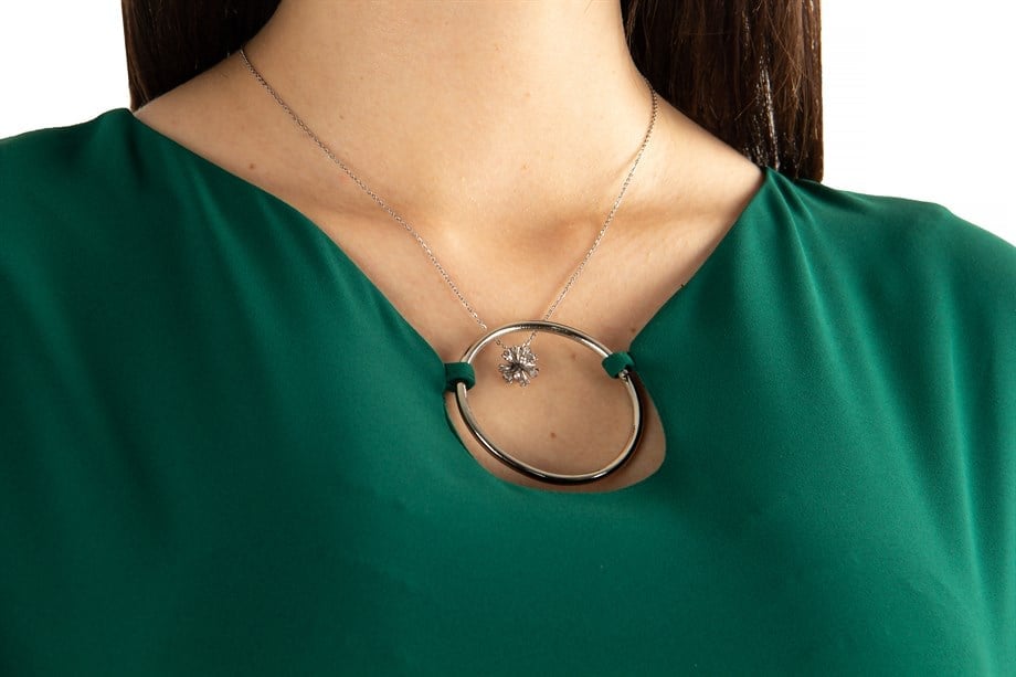 Ring Detail Long Dress - Emerald Green