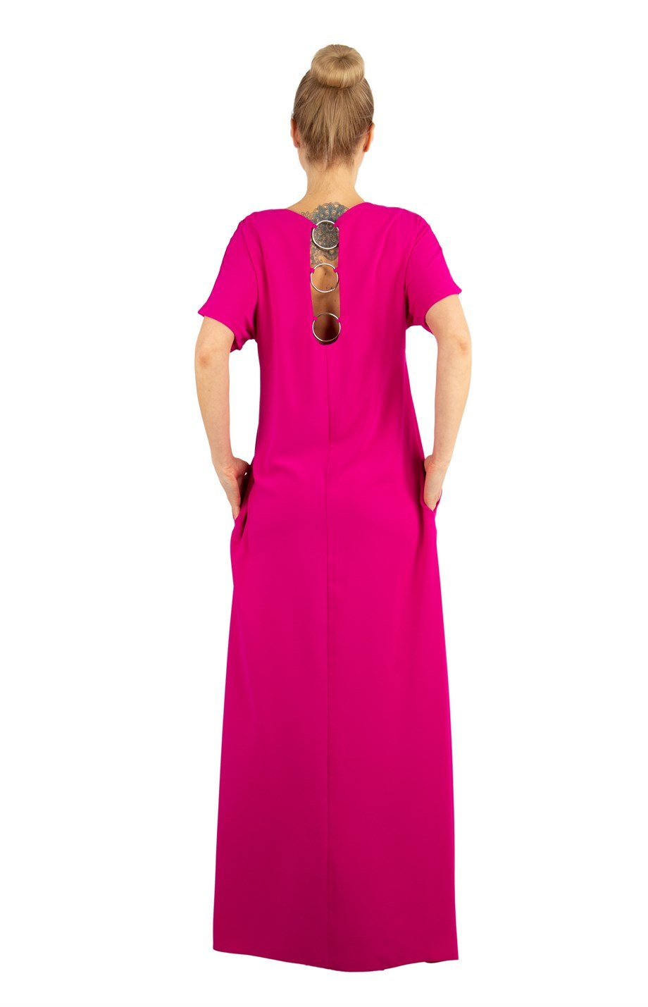 Ring Detail Long Dress - Fuchsia