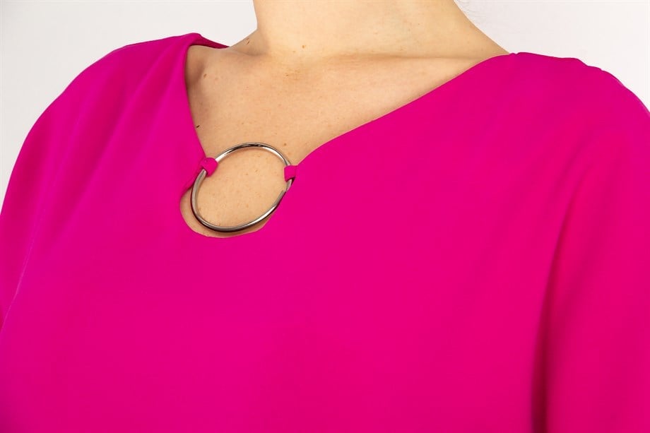 Ring Detail Long Dress - Fuchsia