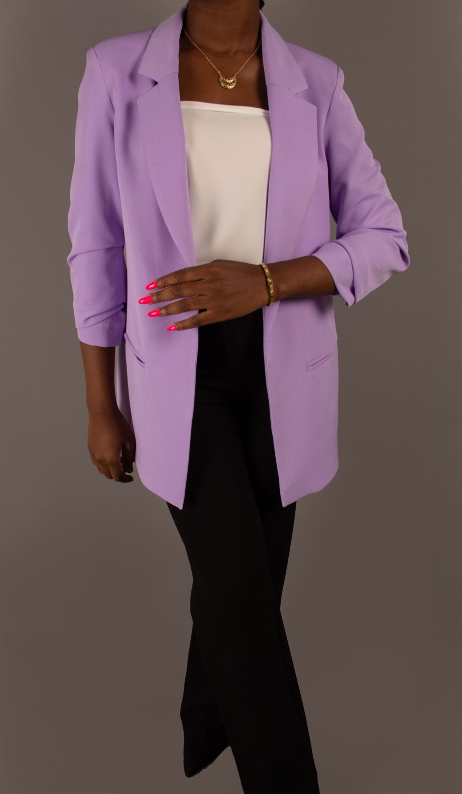 Ruched Blazer Women Jacked - Lilac