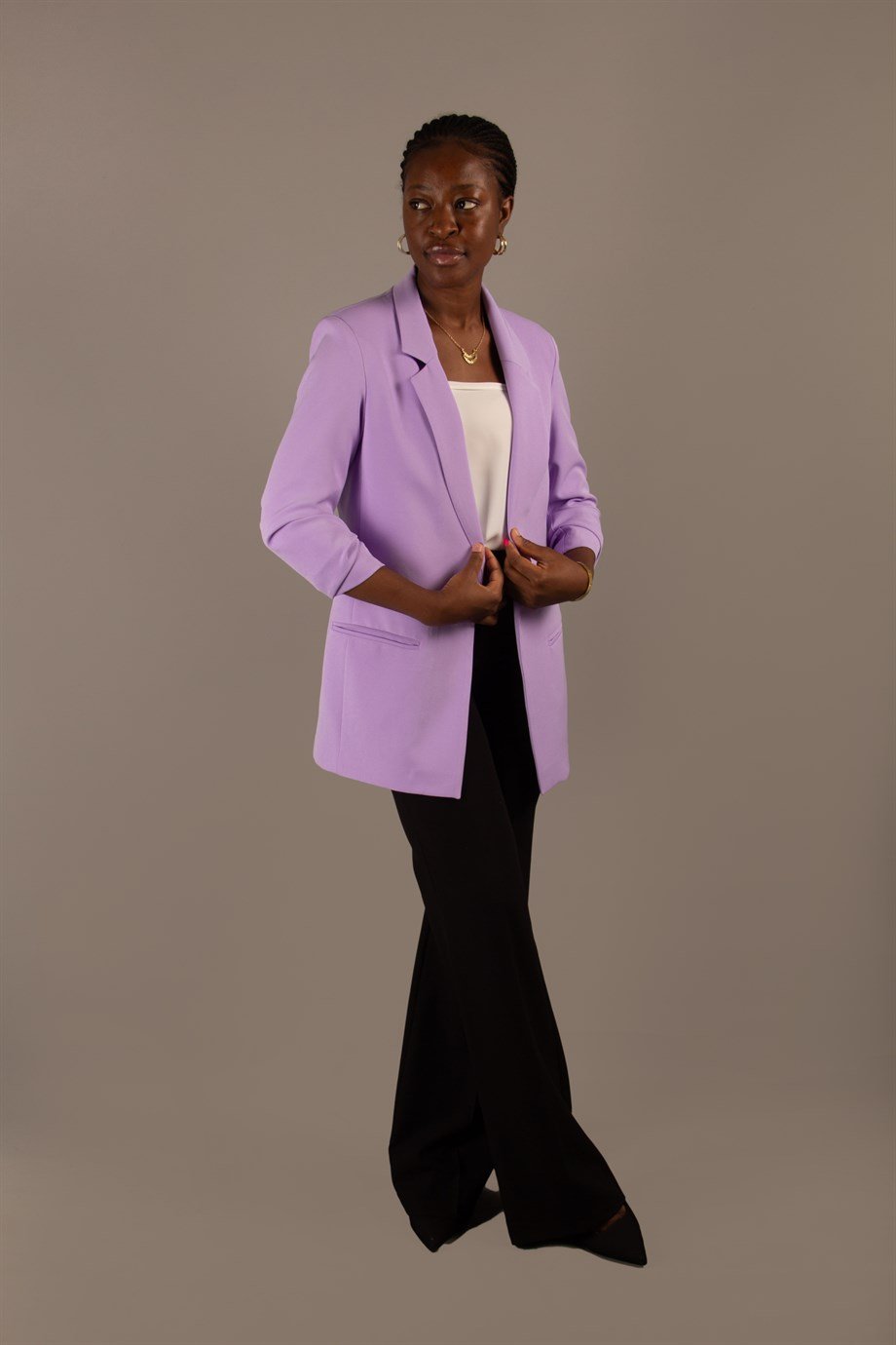Ruched Blazer Women Jacked - Lilac