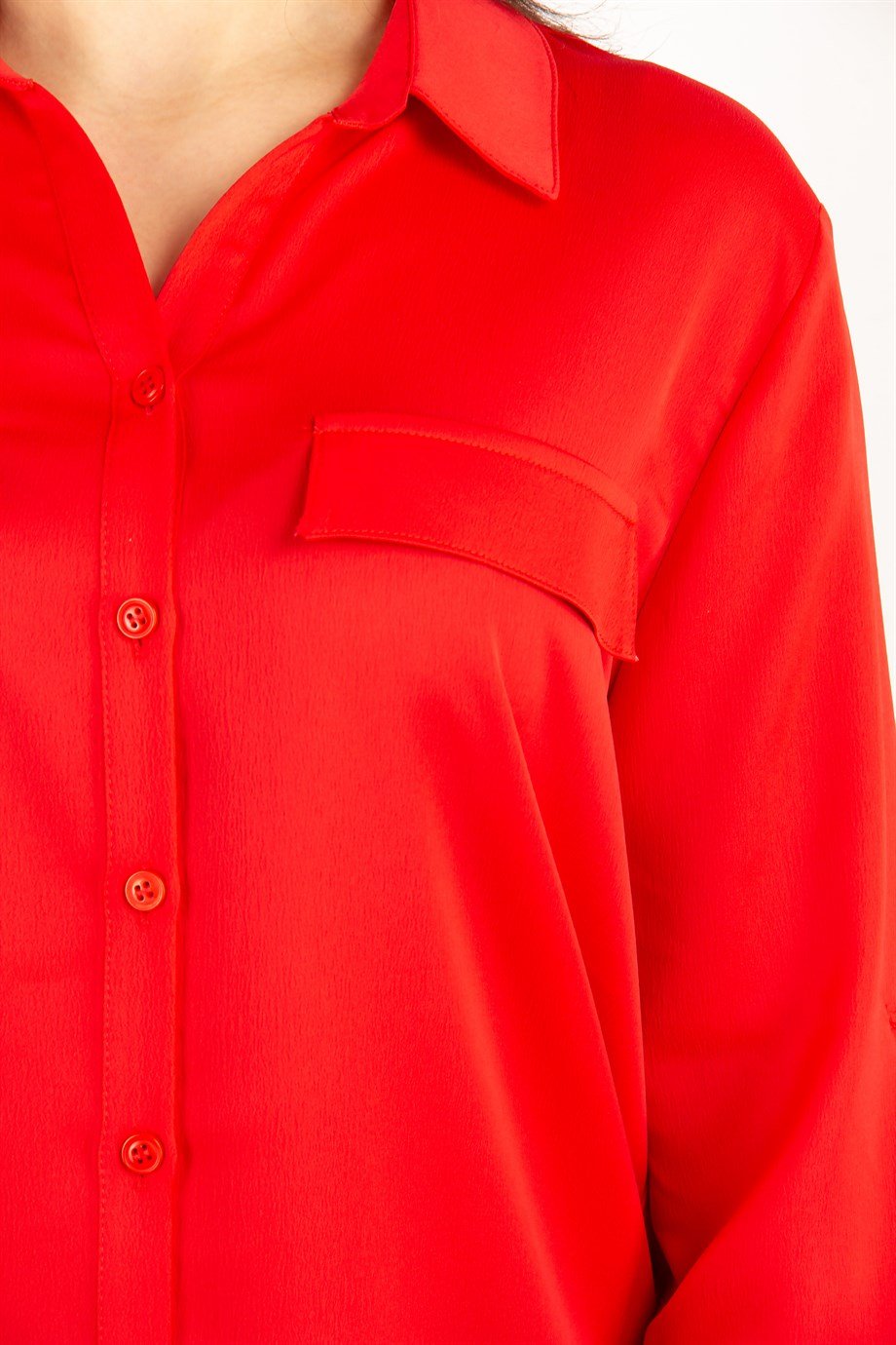 Silk Looking Classic Blouse - Red