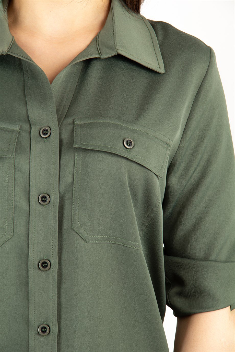 Silk Looking Classic Shirt - Khaki