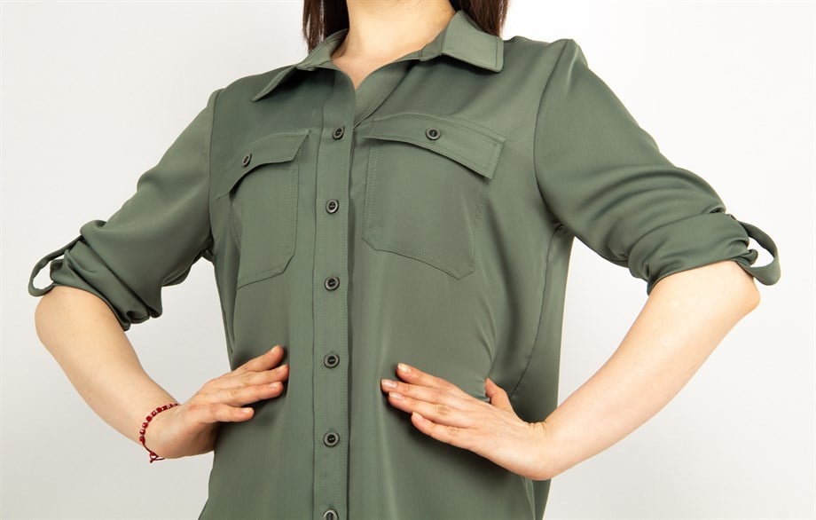 Silk Looking Classic Shirt - Khaki