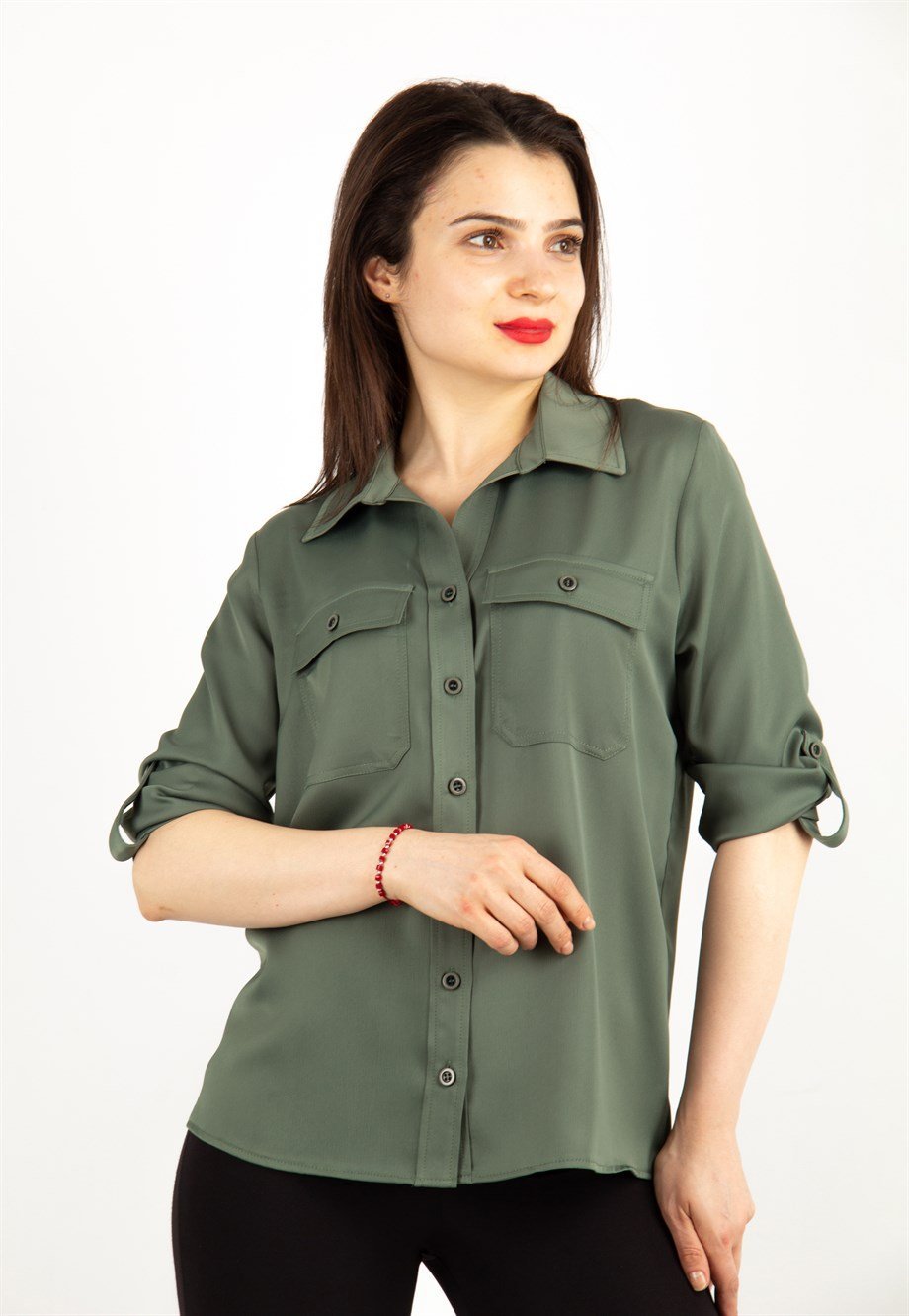Silk Looking Classic Shirt - Khaki