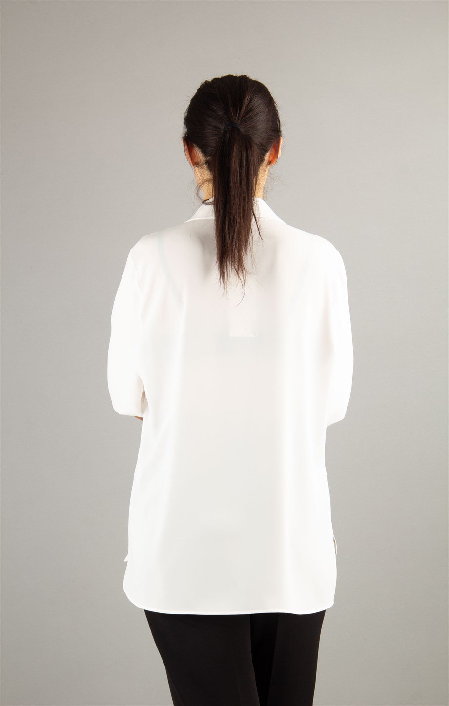Stone Detal Pocket  Big Size Shirt - White
