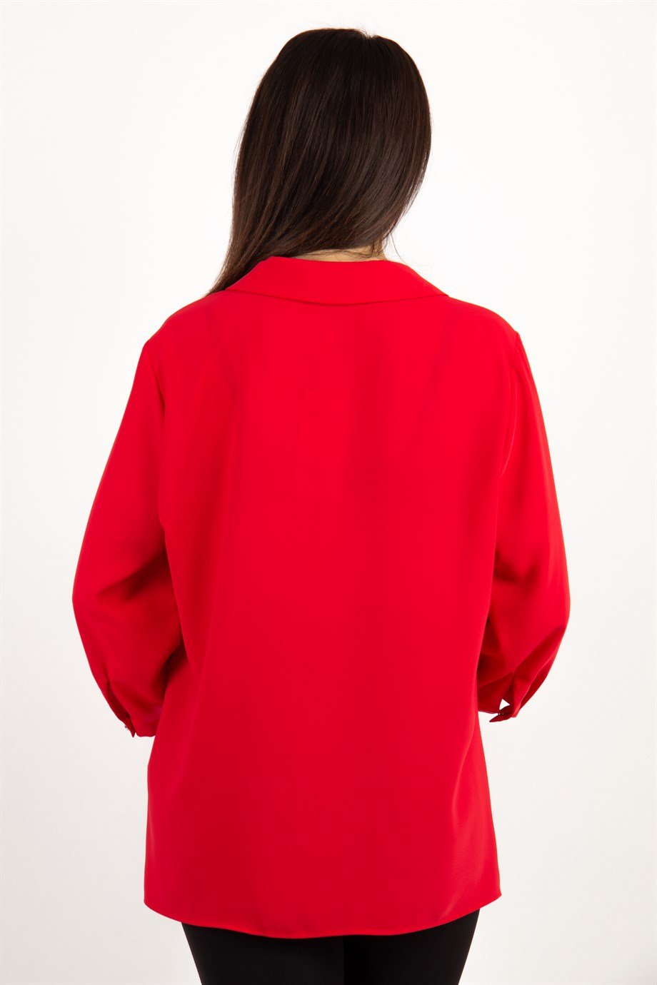 Tie Neck Big Size Blouse - Red