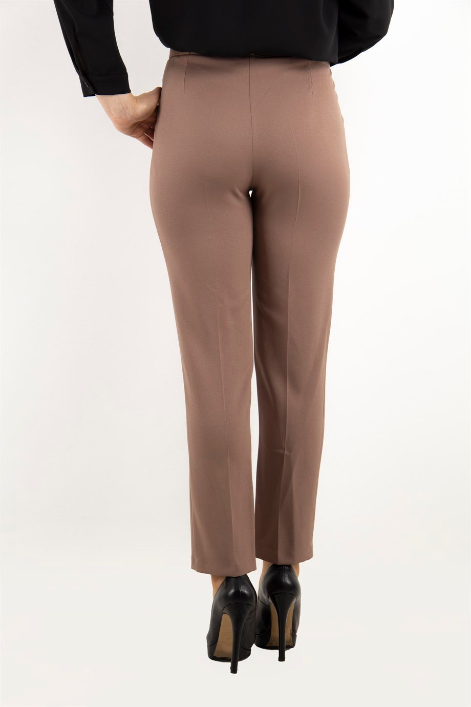 Trousers With Matching Belt Casual Formal Office Pants For Ladies - Mink