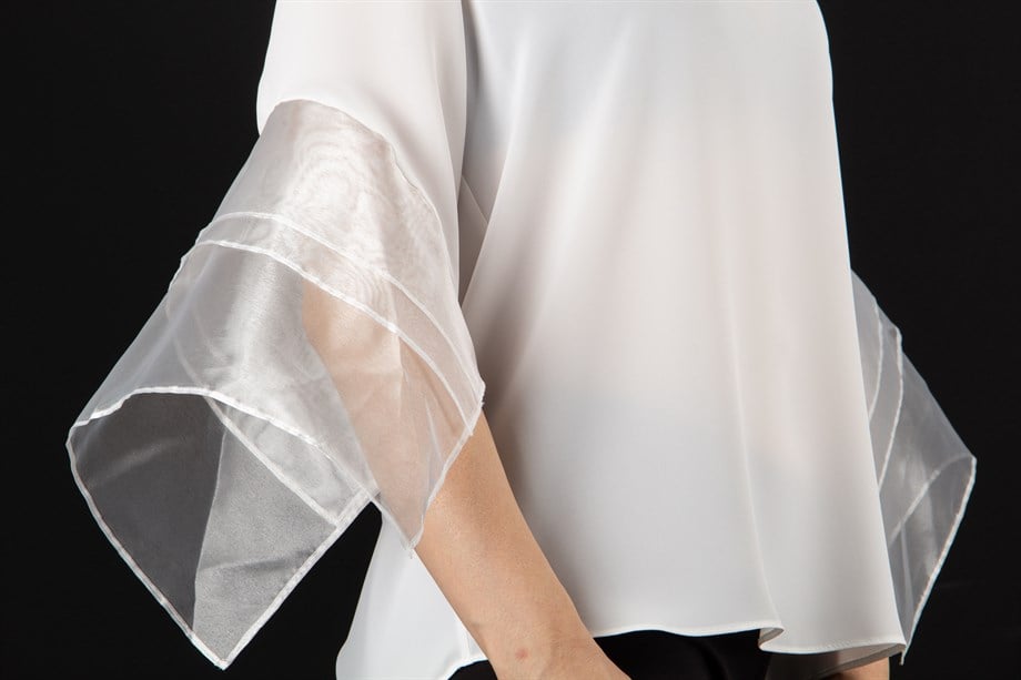 Tulle Sleeve Blouse - White