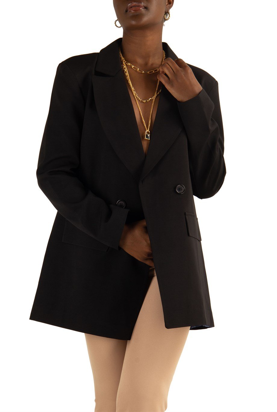 Two Button Jacket Design With İmpacable Fabric - Black