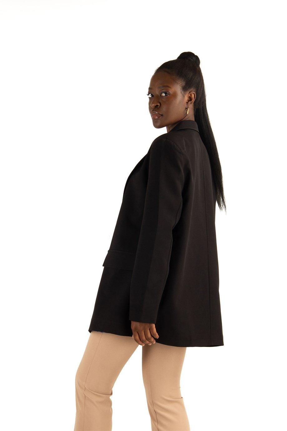 Two Button Jacket Design With İmpacable Fabric - Black