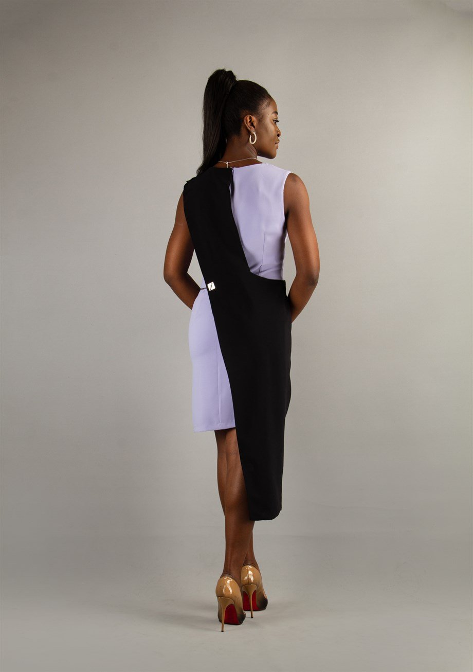 Two Piece Looking Dress with Chain - Levander